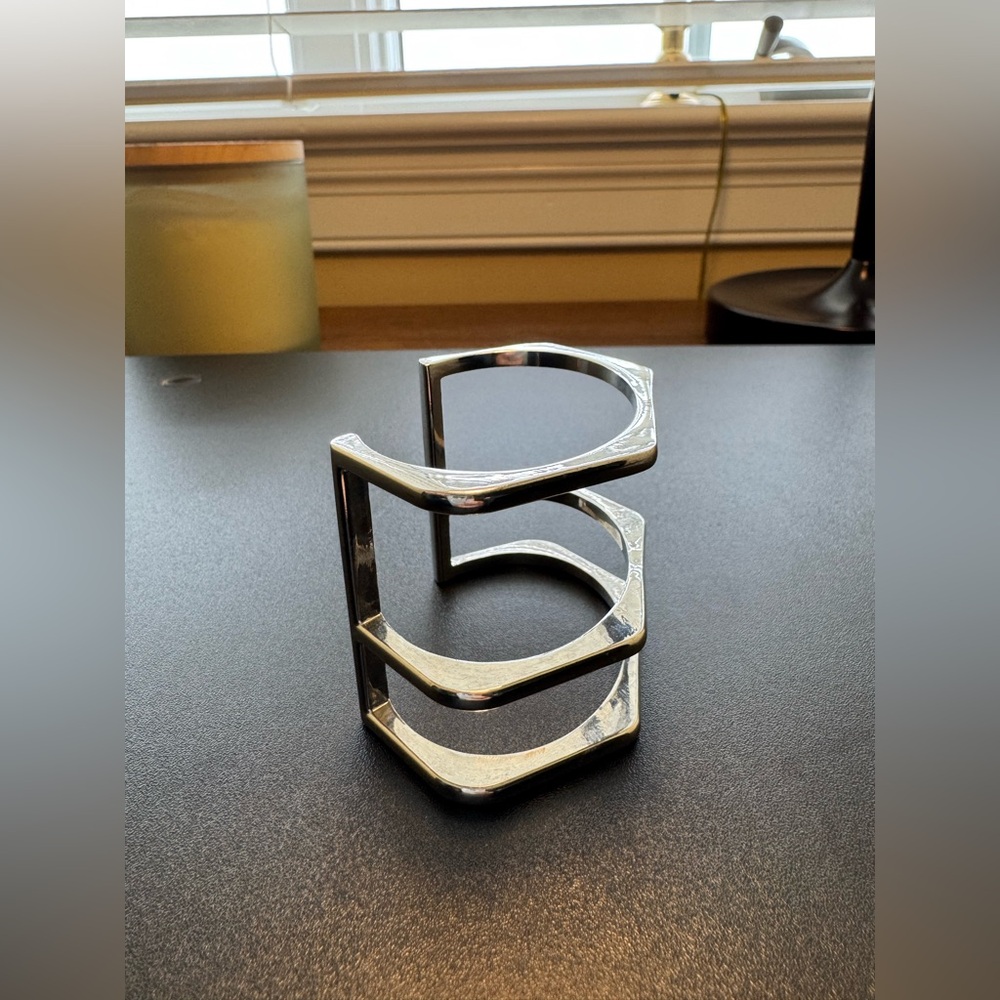 Express Silver Hexagonal Cuff Bracelet - image 6